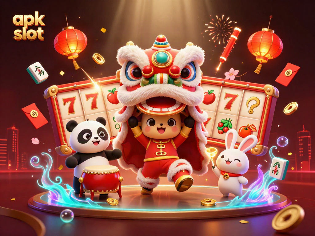 Experience the excitement of apk slot games with interactive characters and vibrant casino elements.